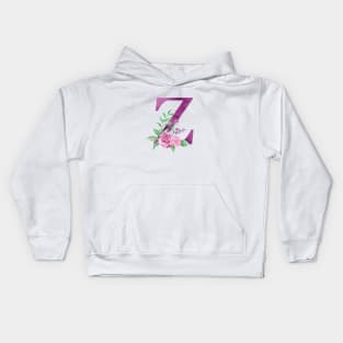 Floral Monogram Z Beautiful Rose Bouquet Kids Hoodie